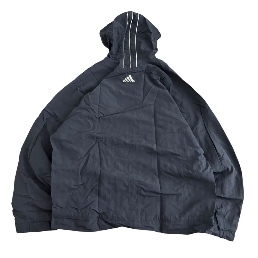 adidas nylon jacket hoodie y2k embroidery logo navy M