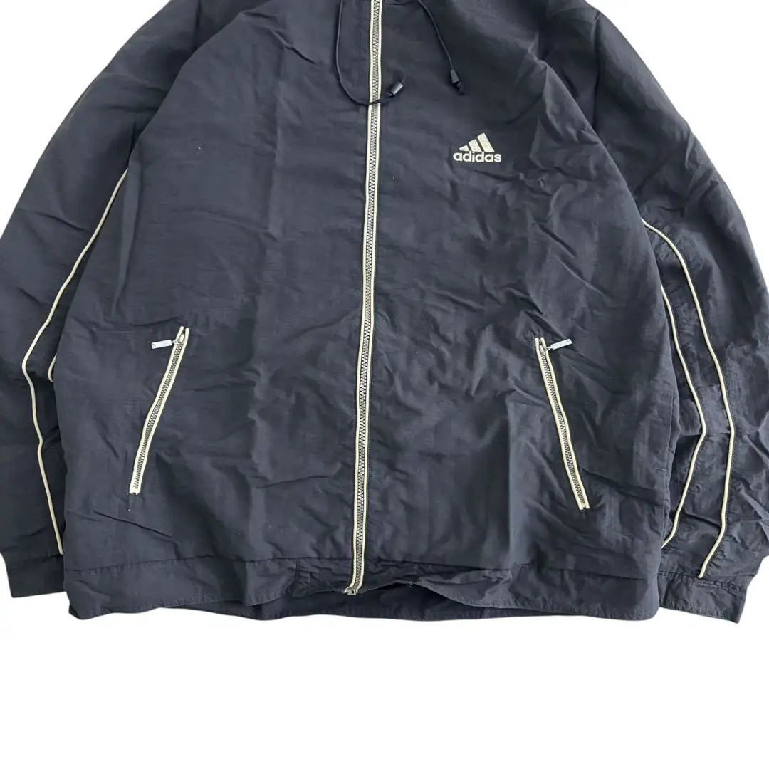 adidas nylon jacket hoodie y2k embroidery logo navy M