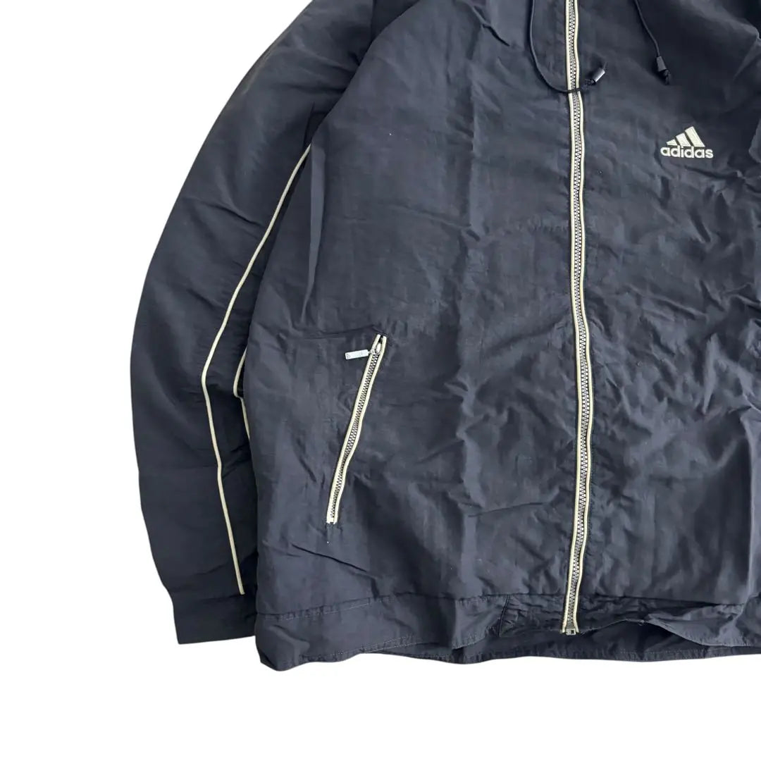 adidas nylon jacket hoodie y2k embroidery logo navy M