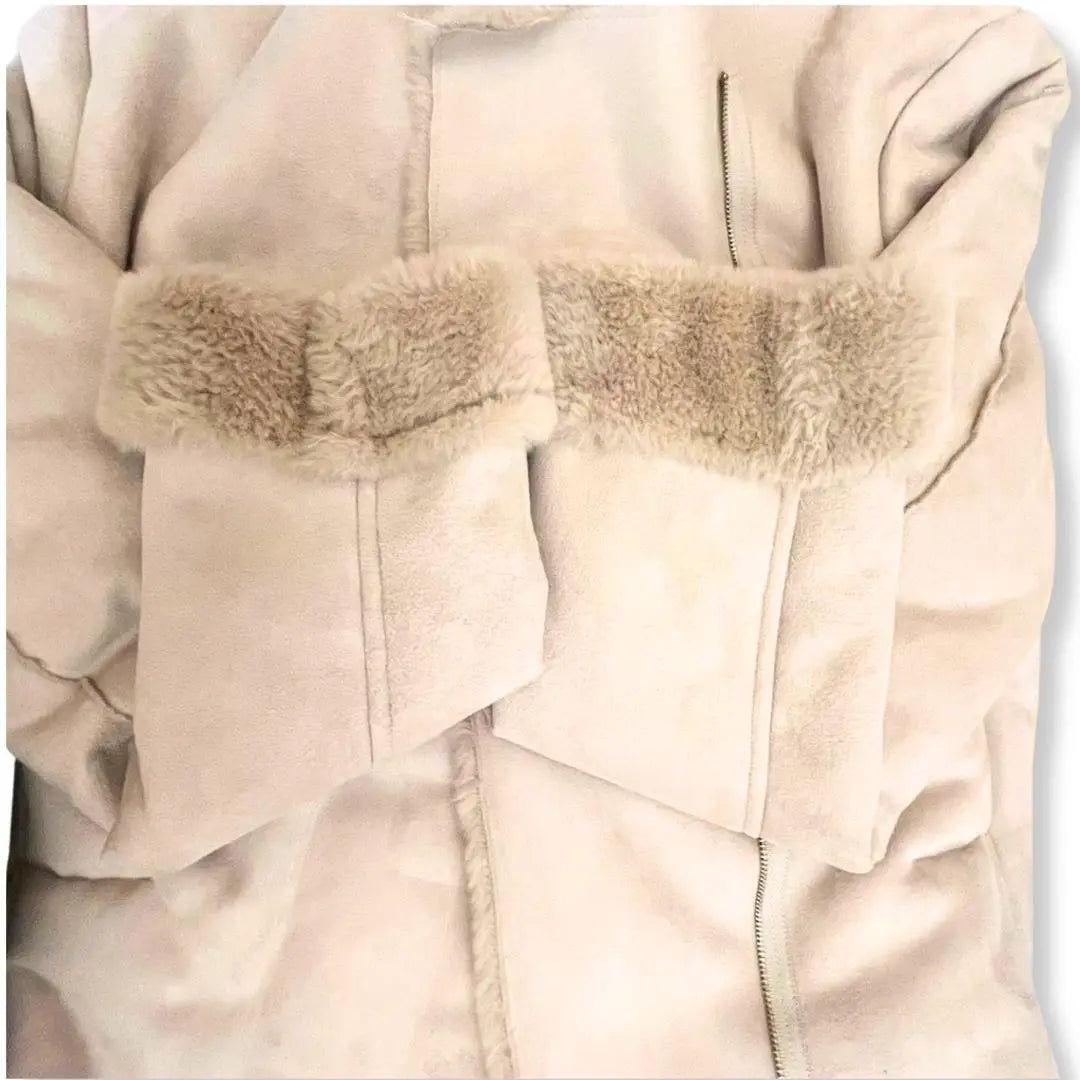 [Super beautiful condition] Comsa no collar fake sheepskin ladies coat white