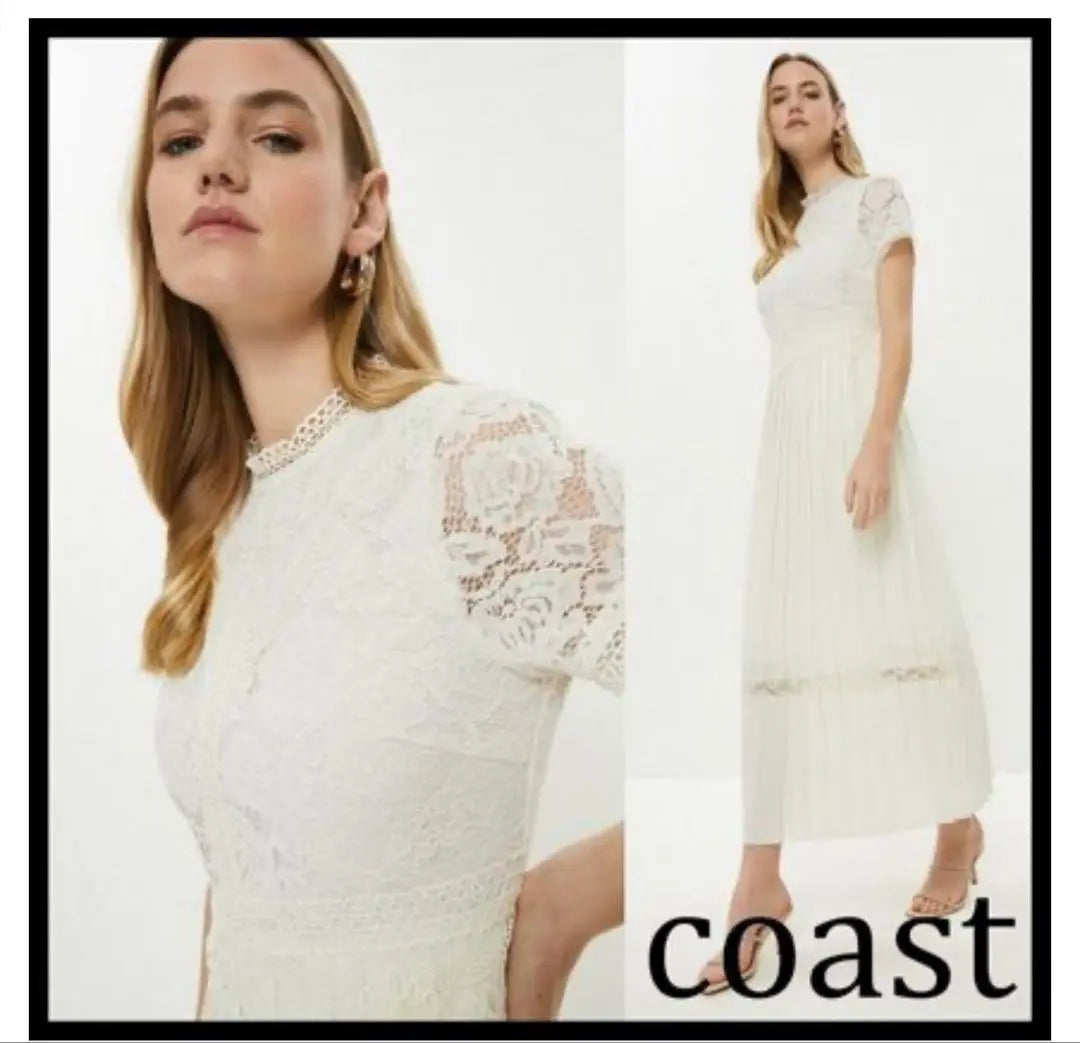 Coast Lace Body Spleated Skirt Maxi Dress