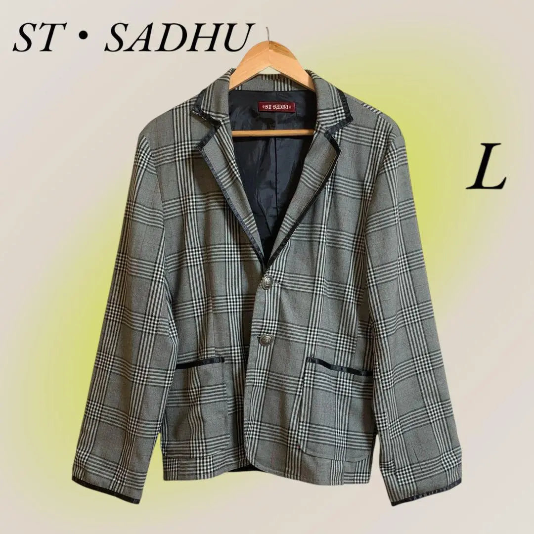 ST・SADHU Brown Checkered L Men's Jacket