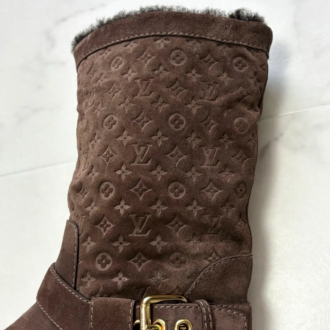 Vuitton Mouton Boots Monogram Tope Brown # 35 22.5cm