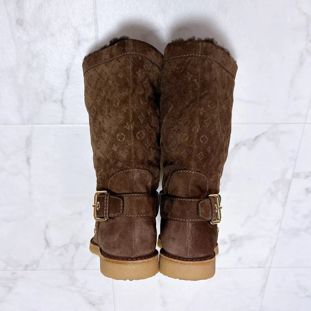 Vuitton Mouton Boots Monogram Tope Brown # 35 22.5cm