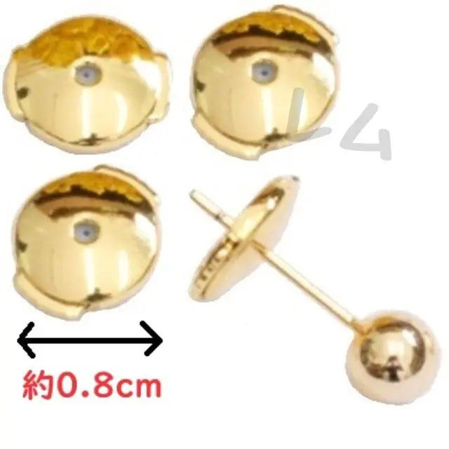 ●Big sale●2 pieces, gold, flat round, earring catch, fall prevention, double lock B