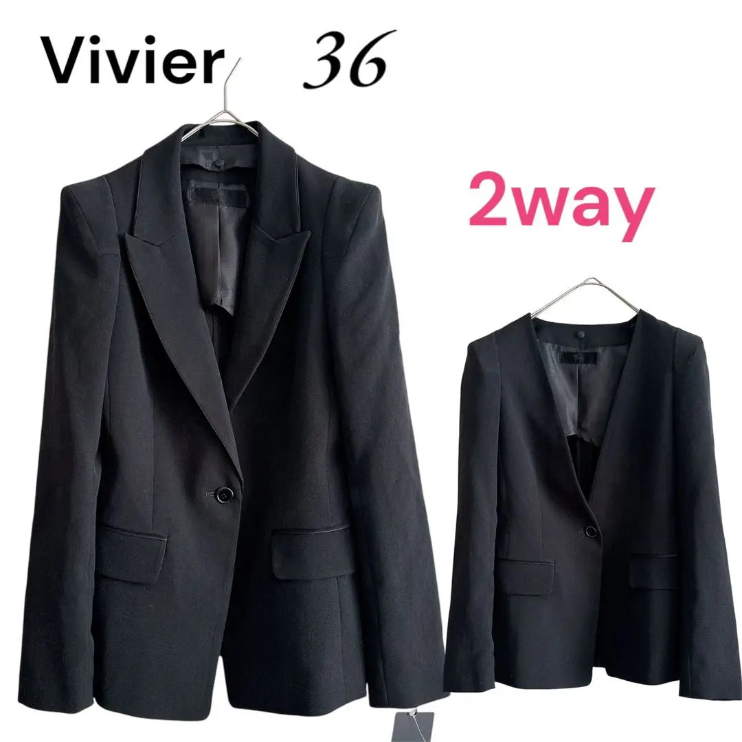 New Vivier 2 Way Jacket 36 Black Formal Eri Remove