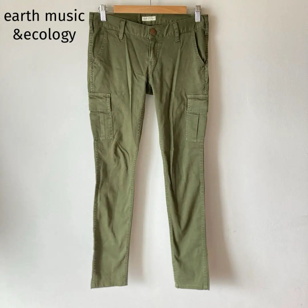 Earth Cargo Pants Straight Khaki Casual Natural Spring Size S