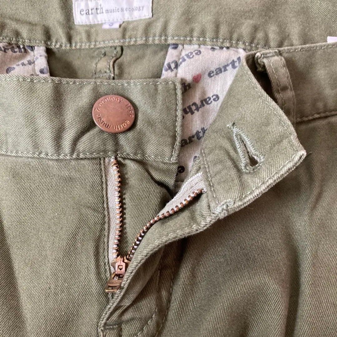 Earth Cargo Pants Straight Khaki Casual Natural Spring Size S