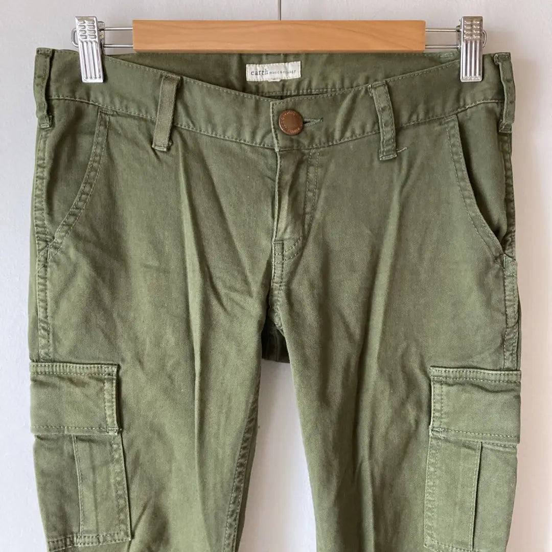 Earth Cargo Pants Straight Khaki Casual Natural Spring Size S