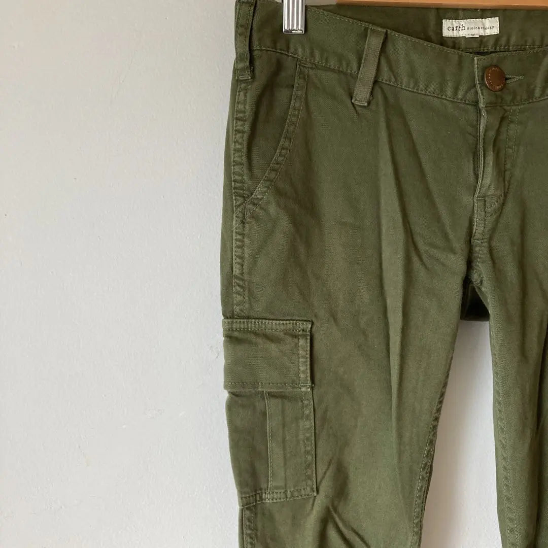 Earth Cargo Pants Straight Khaki Casual Natural Spring Size S