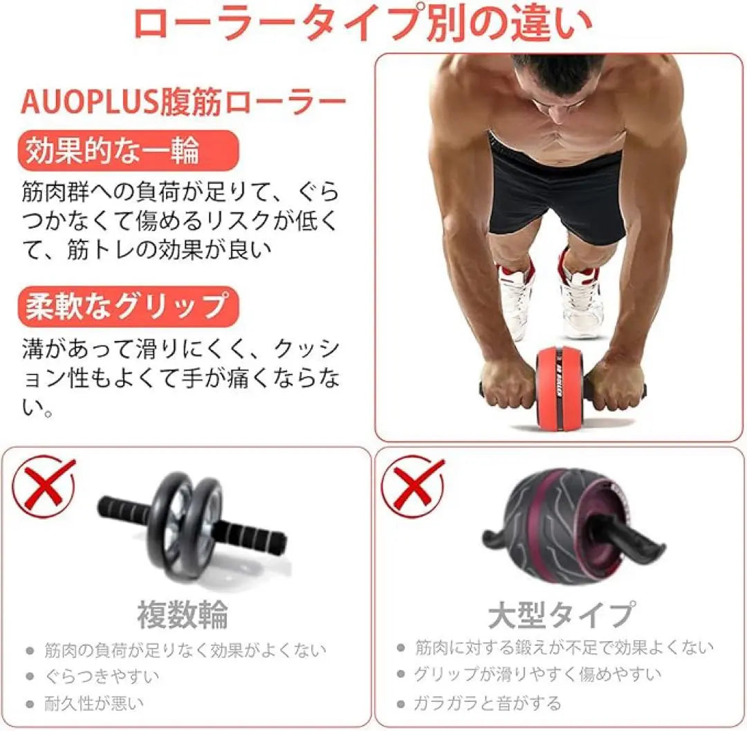 AUOPLUS Abdominal Roller with Knee Mat Abwheel Abdominal Training Equipment