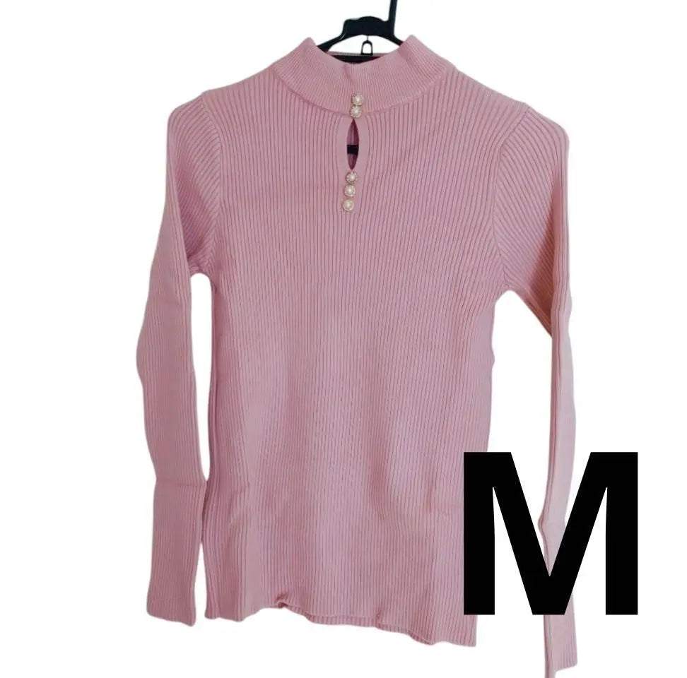 ⭐️ New ⭐️ Knit rib long sleeves Ladies Pearl High Neck Tops