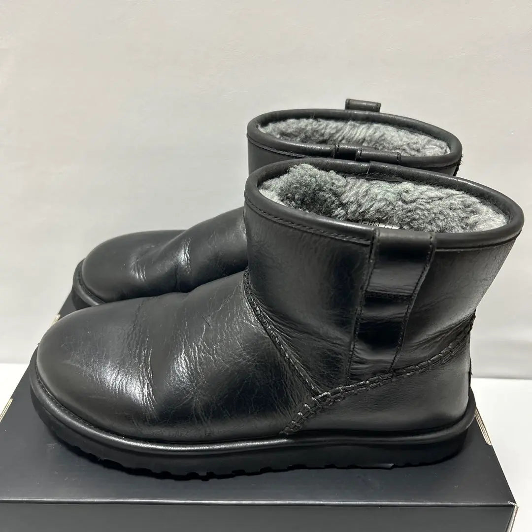 UGG Black Leather Mouton Boots 27cm