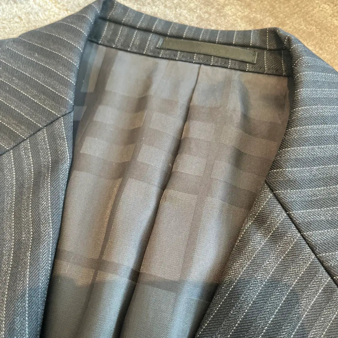 In good condition! BURBERRY Striped Business Suit Men's Cleaned