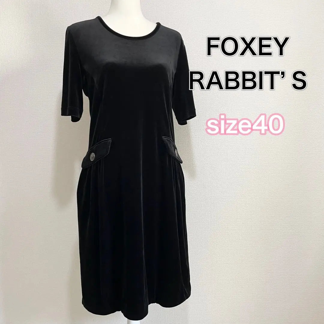 Size L Foxy Rabbits Velour Dress Black Gathered