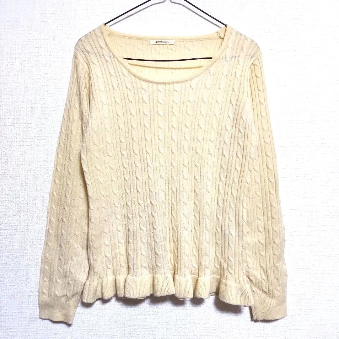 axes femme long sleeve knit sweater light yellow cute slurp