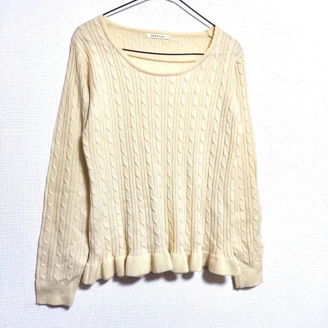 axes femme long sleeve knit sweater light yellow cute slurp