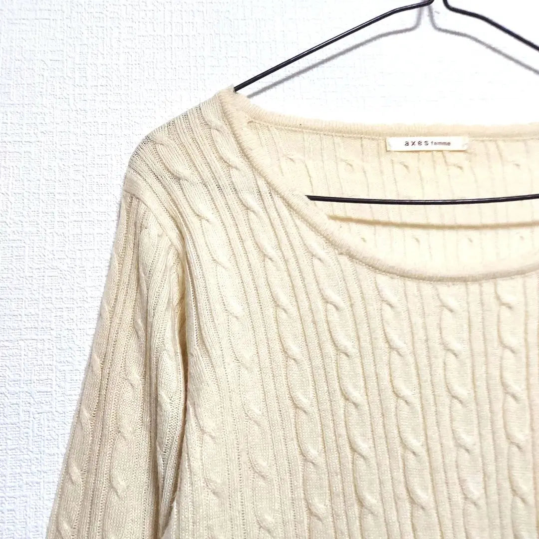 axes femme long sleeve knit sweater light yellow cute slurp