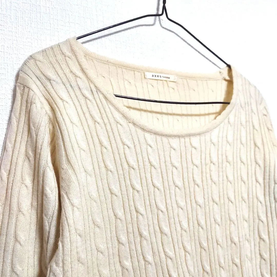 axes femme long sleeve knit sweater light yellow cute slurp