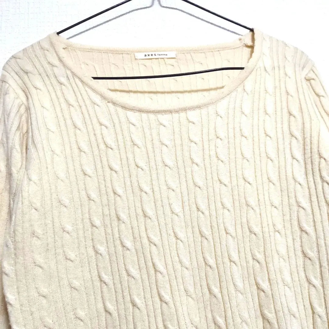 axes femme long sleeve knit sweater light yellow cute slurp