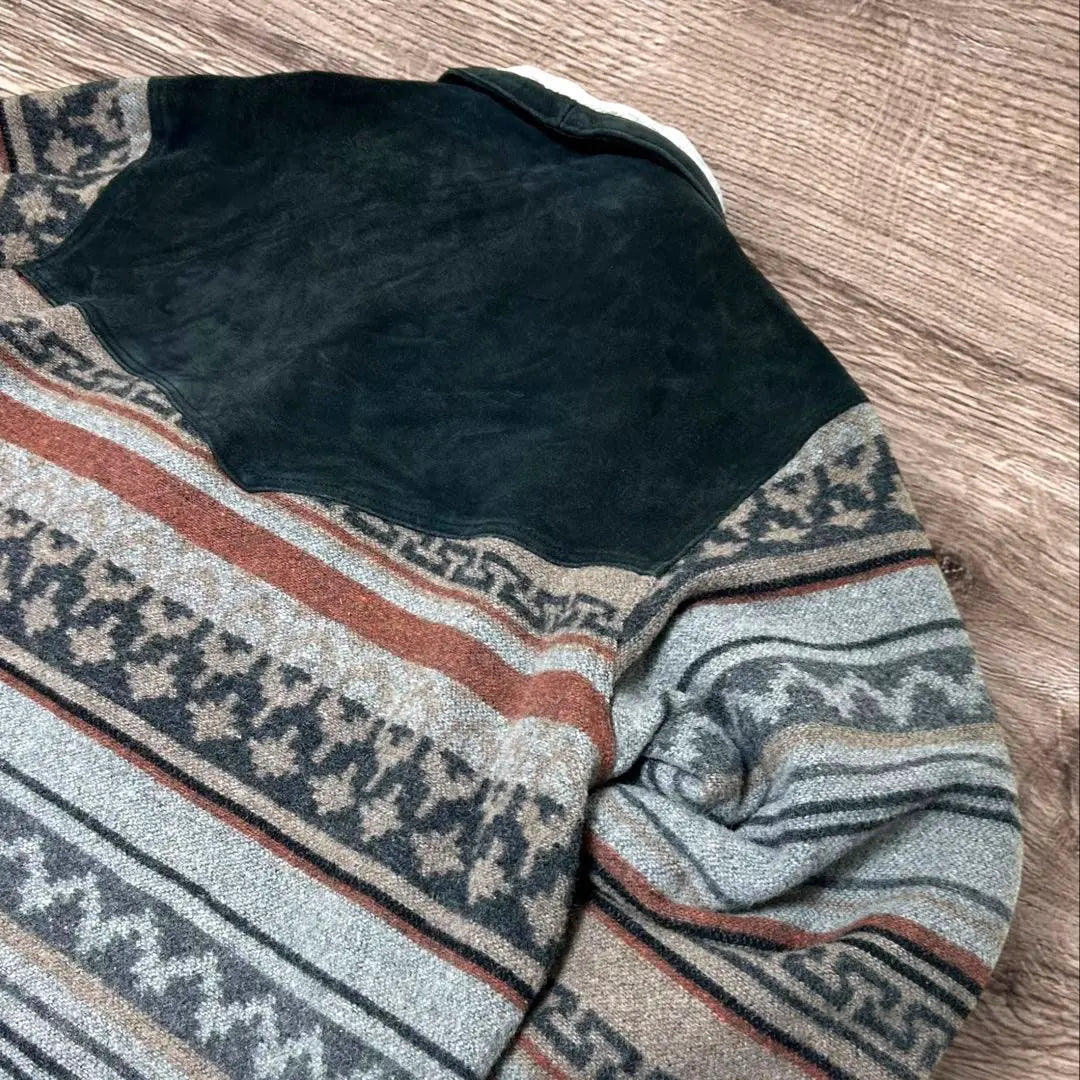 Chaqueta de piel auténtica de gamuza con estampado nativo de Hemingway de los años 70 y 80 fabricada en Canadá