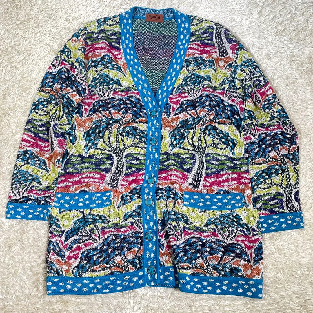 Missoni Botanical All-over Pattern Cotton Summer Knit Cardigan S