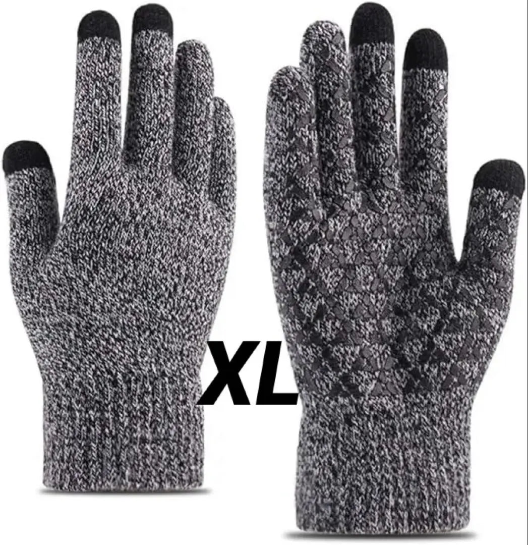 Guantes Knit Glove Smartphone Touch Founding Outdoor Gris Grande | 手袋 ニット グローブ スマホタッチ可 滑り止め アウトドア グレー 大きめ