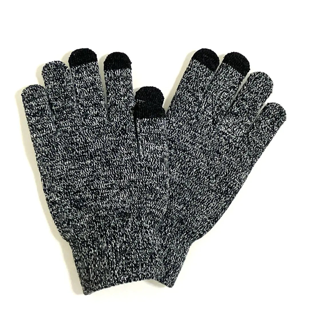 Guantes Knit Glove Smartphone Touch Founding Outdoor Gris Grande | 手袋 ニット グローブ スマホタッチ可 滑り止め アウトドア グレー 大きめ