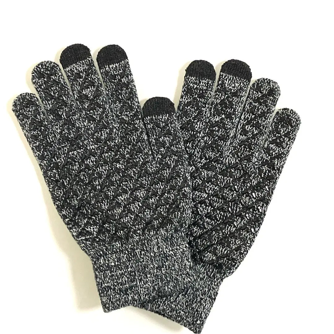 Guantes Knit Glove Smartphone Touch Founding Outdoor Gris Grande | 手袋 ニット グローブ スマホタッチ可 滑り止め アウトドア グレー 大きめ