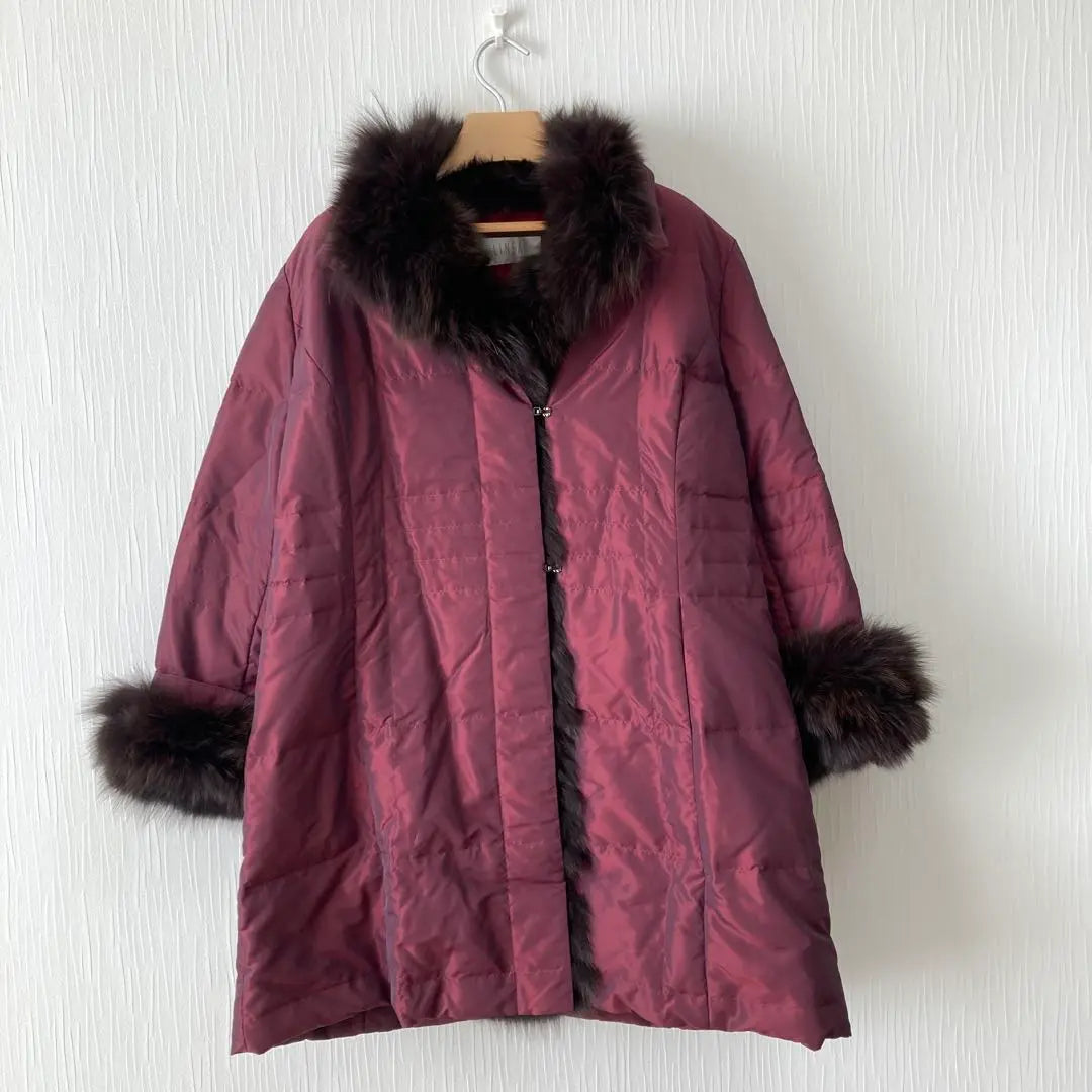 LINEAR Women's Down Jacket with Fur Wine Red 46