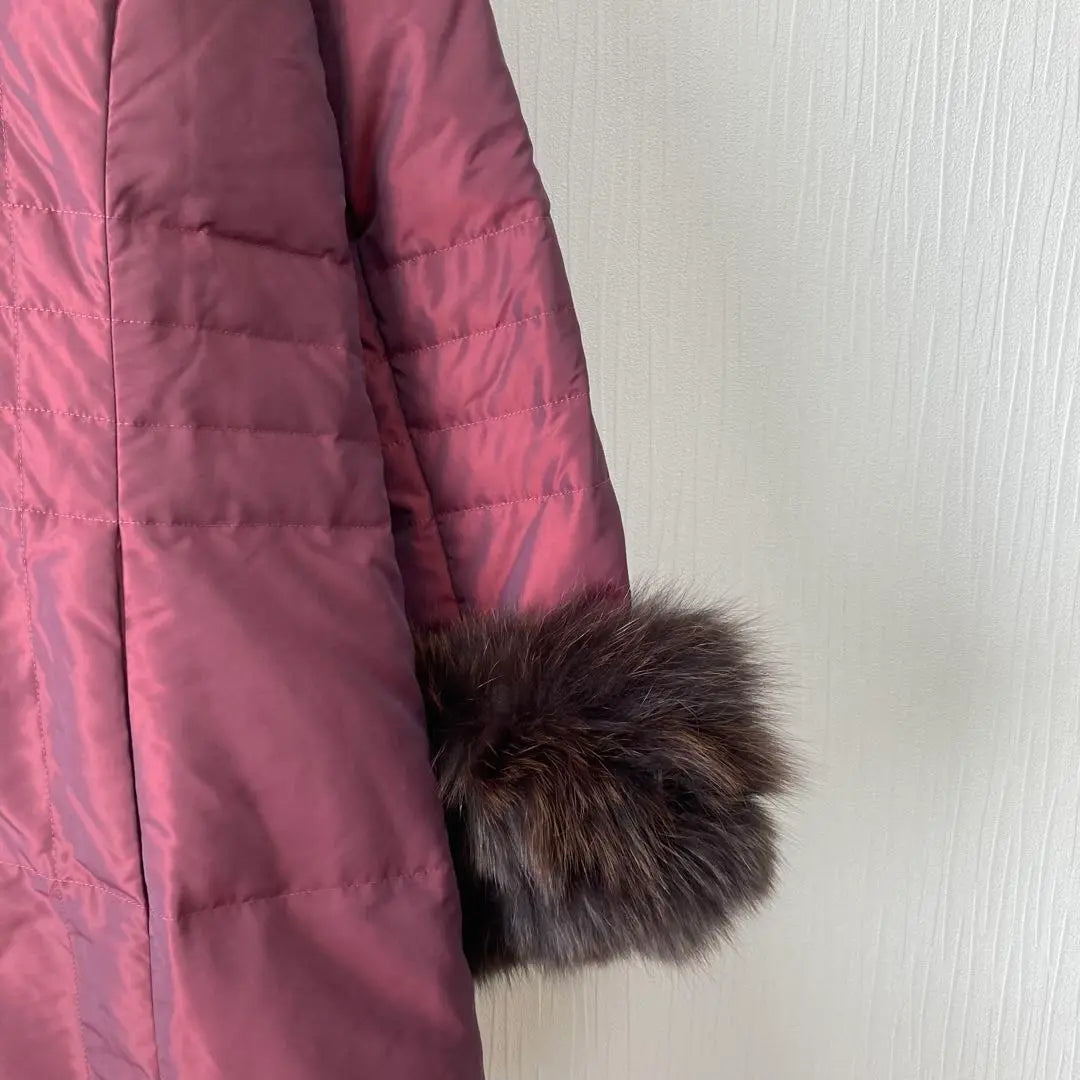 LINEAR Women's Down Jacket with Fur Wine Red 46