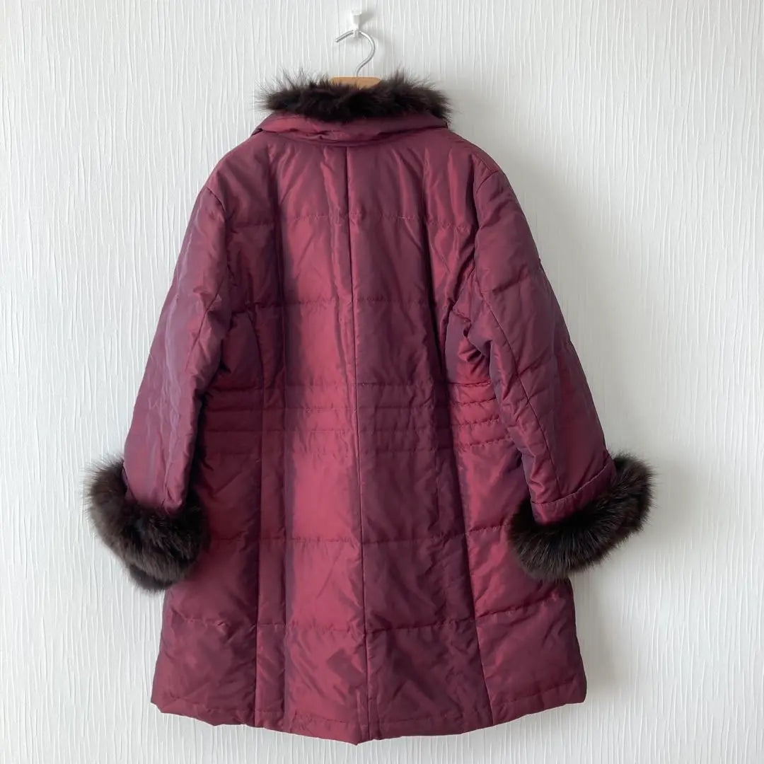 LINEAR Women's Down Jacket with Fur Wine Red 46