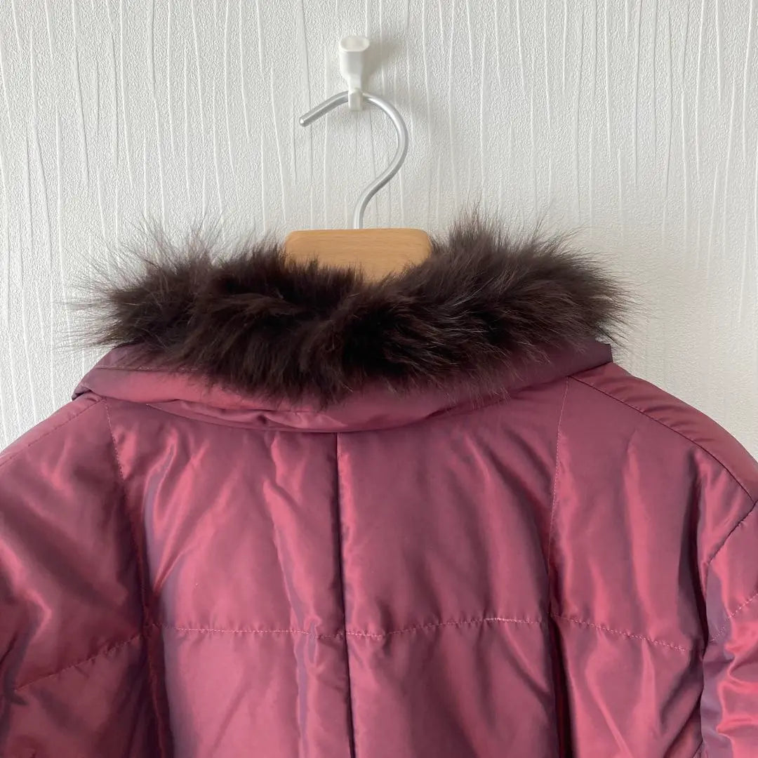 LINEAR Women's Down Jacket with Fur Wine Red 46