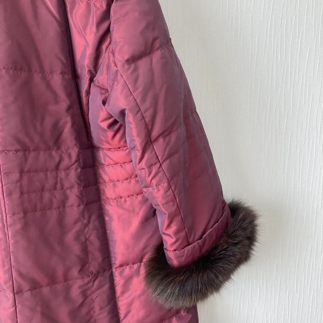 LINEAR Women's Down Jacket with Fur Wine Red 46