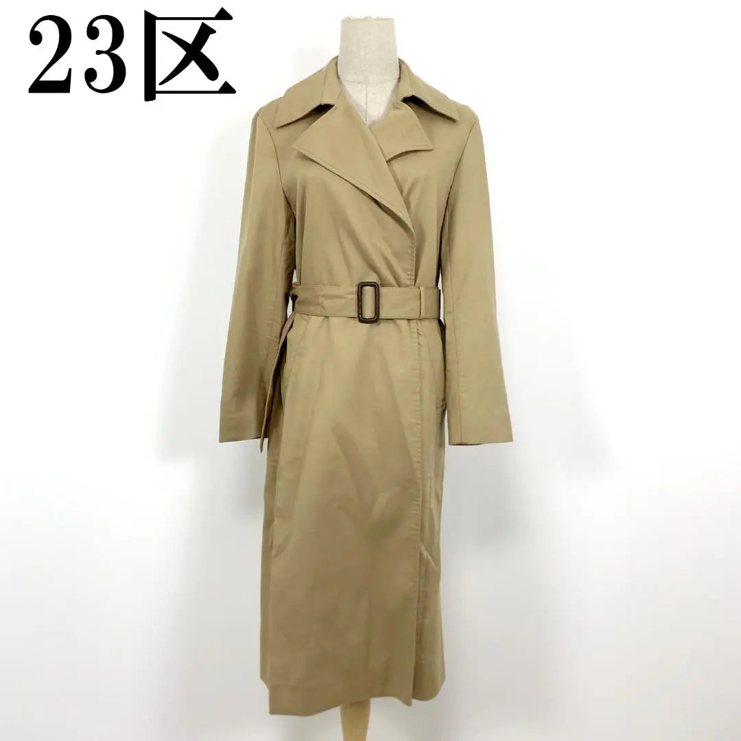 LA4340 23 Ward Long Trench Coat Cotton Beige 38