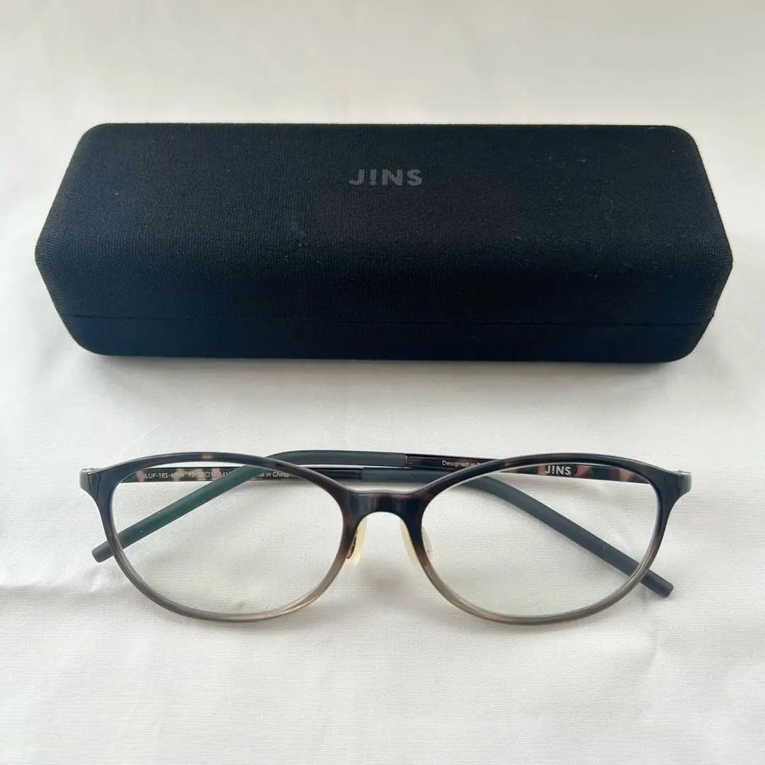 JINS Glasses, Glasses, Case included, ALUF18S, Lightweight, Brown, Black