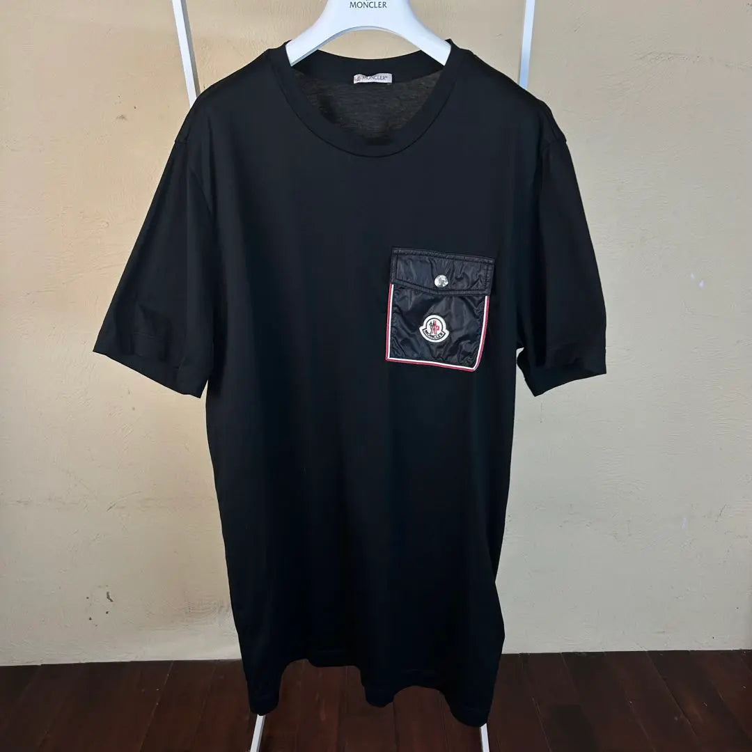 [Good condition] MONCLER Chest pocket short sleeve T-shirt black M