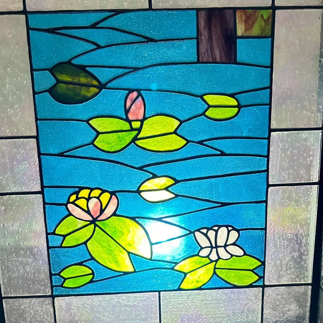 Antique extra large stained glass height 71cm x width 61cm FG284