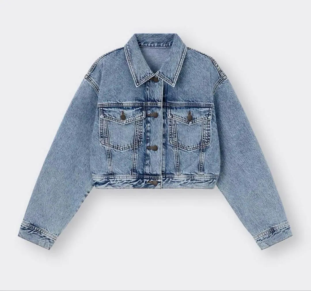 [GU] Geu Denim Cropped Jacket Blue L size | 【GU】　ジーユー　デニムクロップドジャケット　ブルー　BLUE Lサイズ