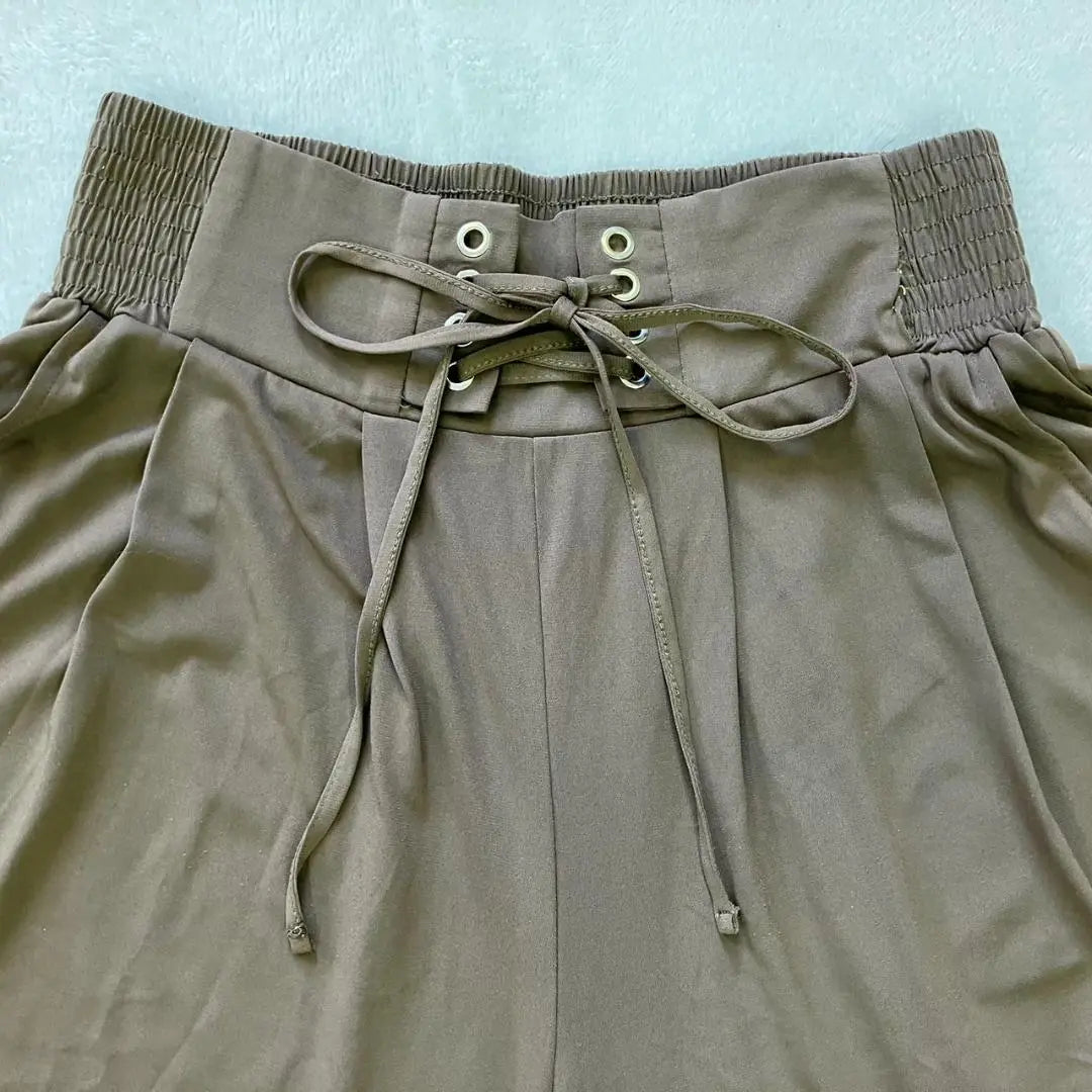 Women's Culottes Size Ⅼ Brown Bottom High Waist Lace-up