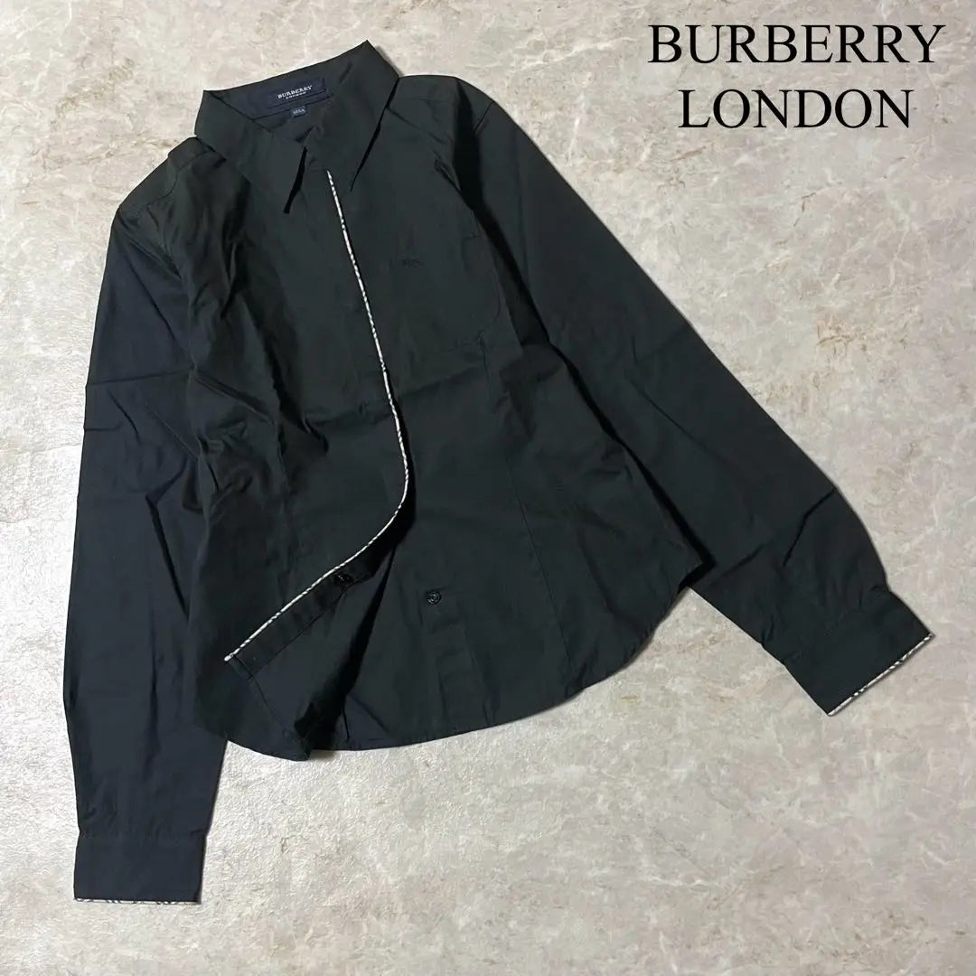 BURBERRY LONDON logo embroidery Nova check long sleeve shirt black kids