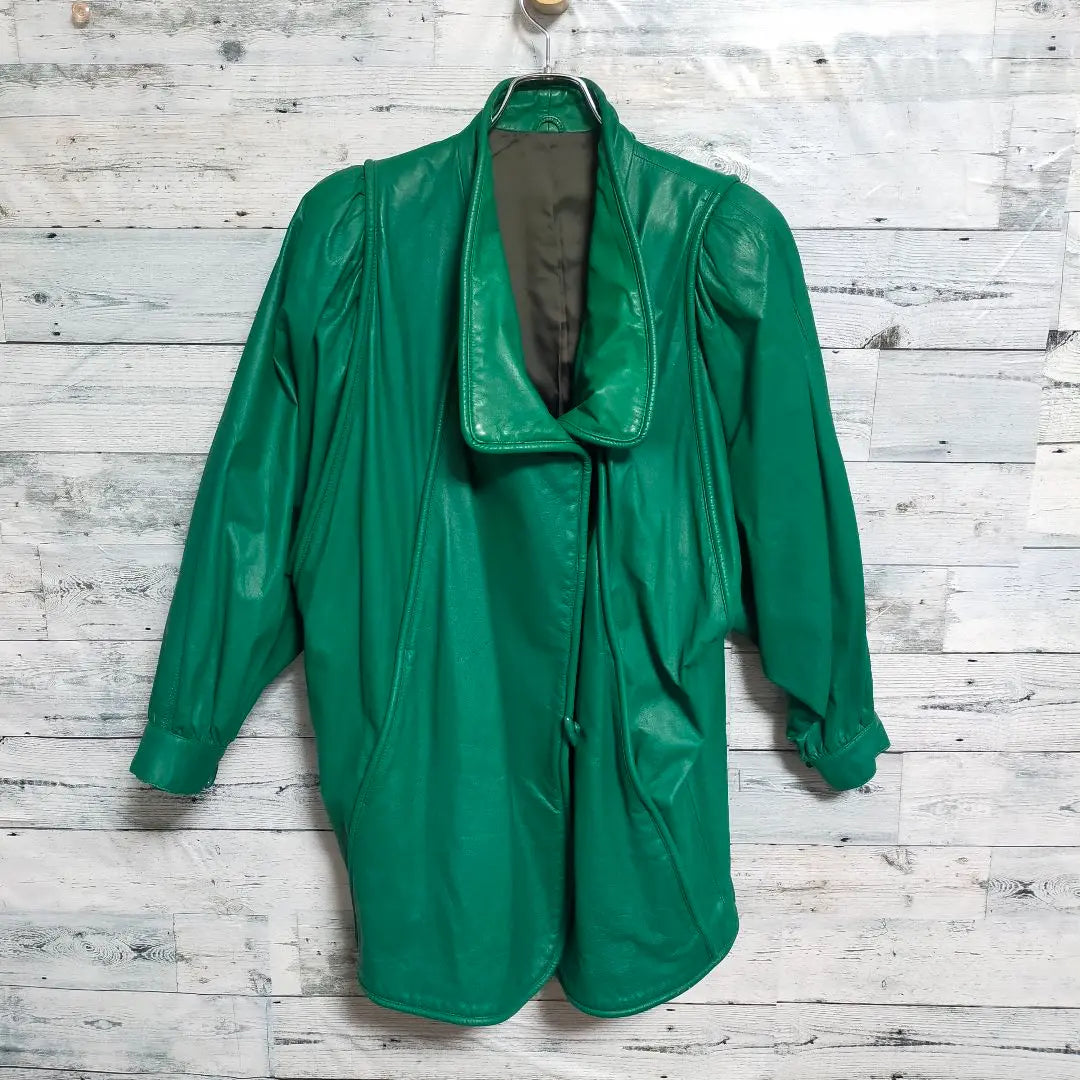 《Geki Rare》 Abrigo de cuero chaqueta verde abrigo Rare 90s | 《激レア》レザーコート グリーン ジャケットコート 希少 90s