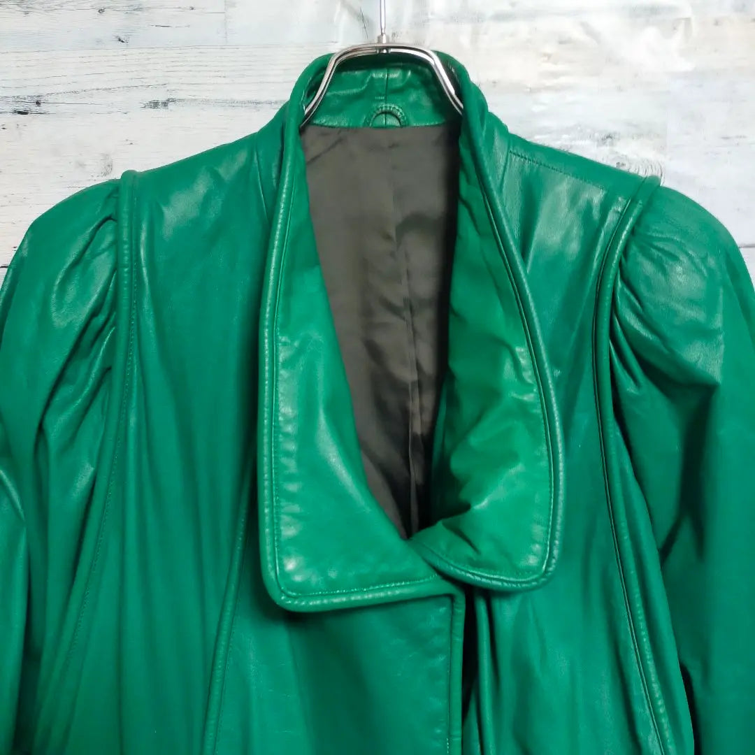 《Geki Rare》 Abrigo de cuero chaqueta verde abrigo Rare 90s | 《激レア》レザーコート グリーン ジャケットコート 希少 90s