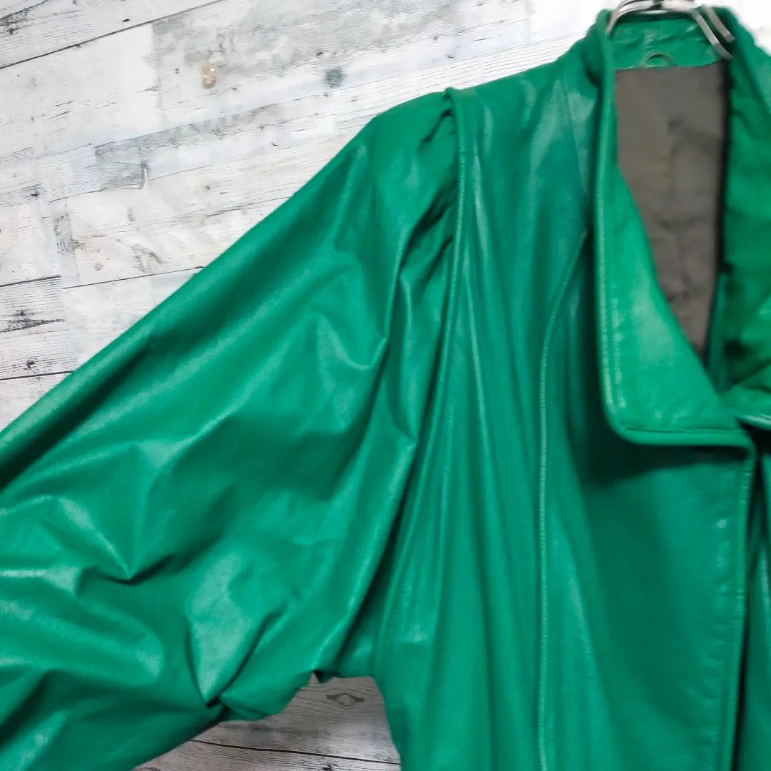 《Geki Rare》 Abrigo de cuero chaqueta verde abrigo Rare 90s | 《激レア》レザーコート グリーン ジャケットコート 希少 90s