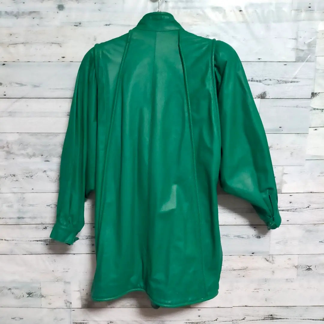 《Geki Rare》 Leather coat green jacket coat Rare 90s