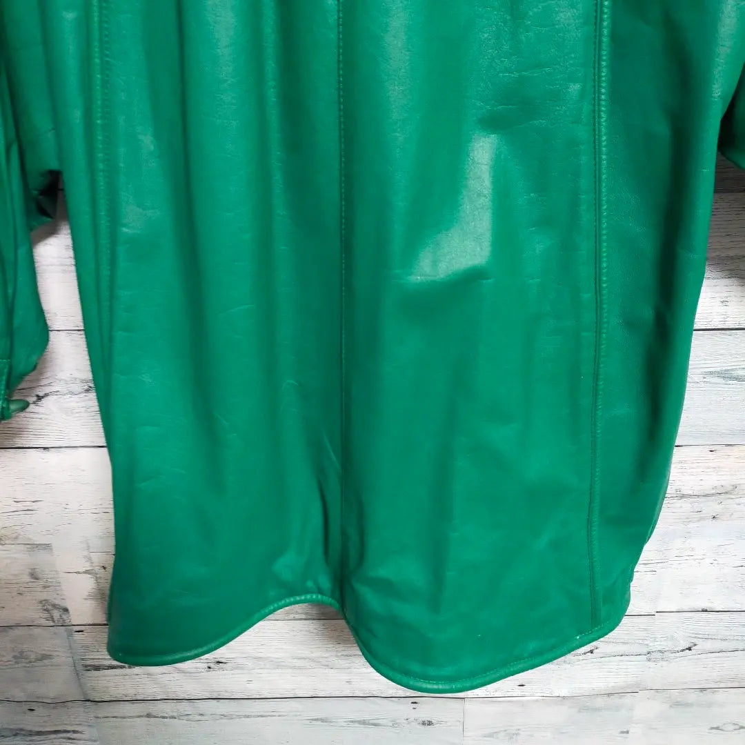 《Geki Rare》 Abrigo de cuero chaqueta verde abrigo Rare 90s | 《激レア》レザーコート グリーン ジャケットコート 希少 90s