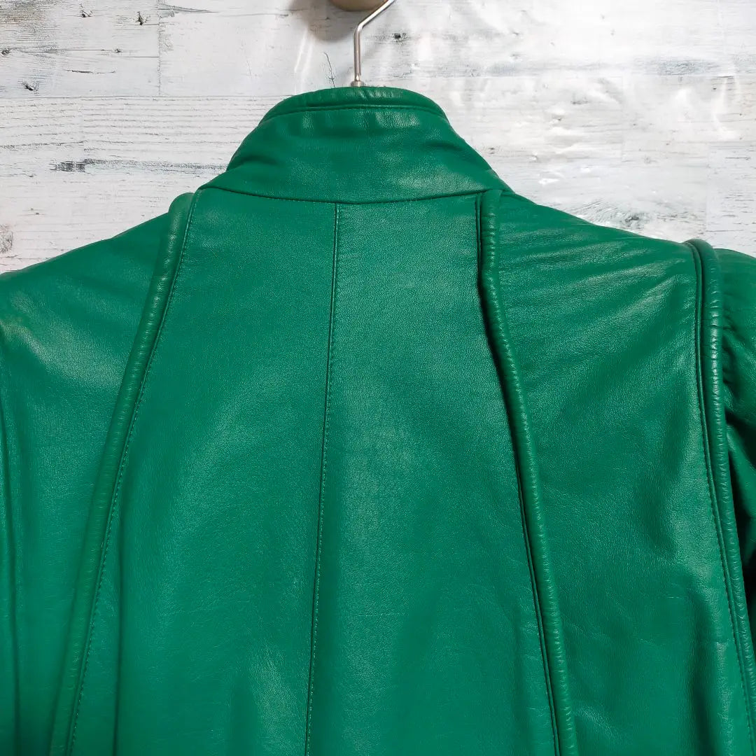 《Geki Rare》 Leather coat green jacket coat Rare 90s