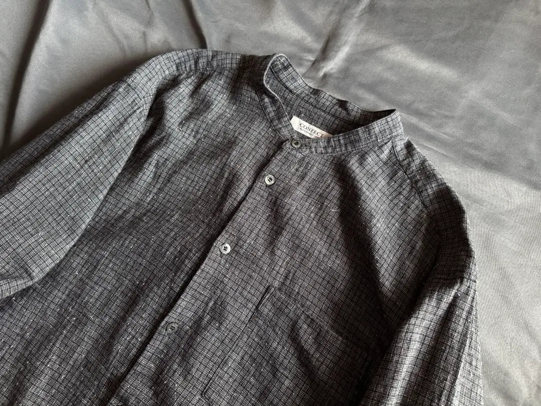 Confect Cotton Linen Band Collar Shirt