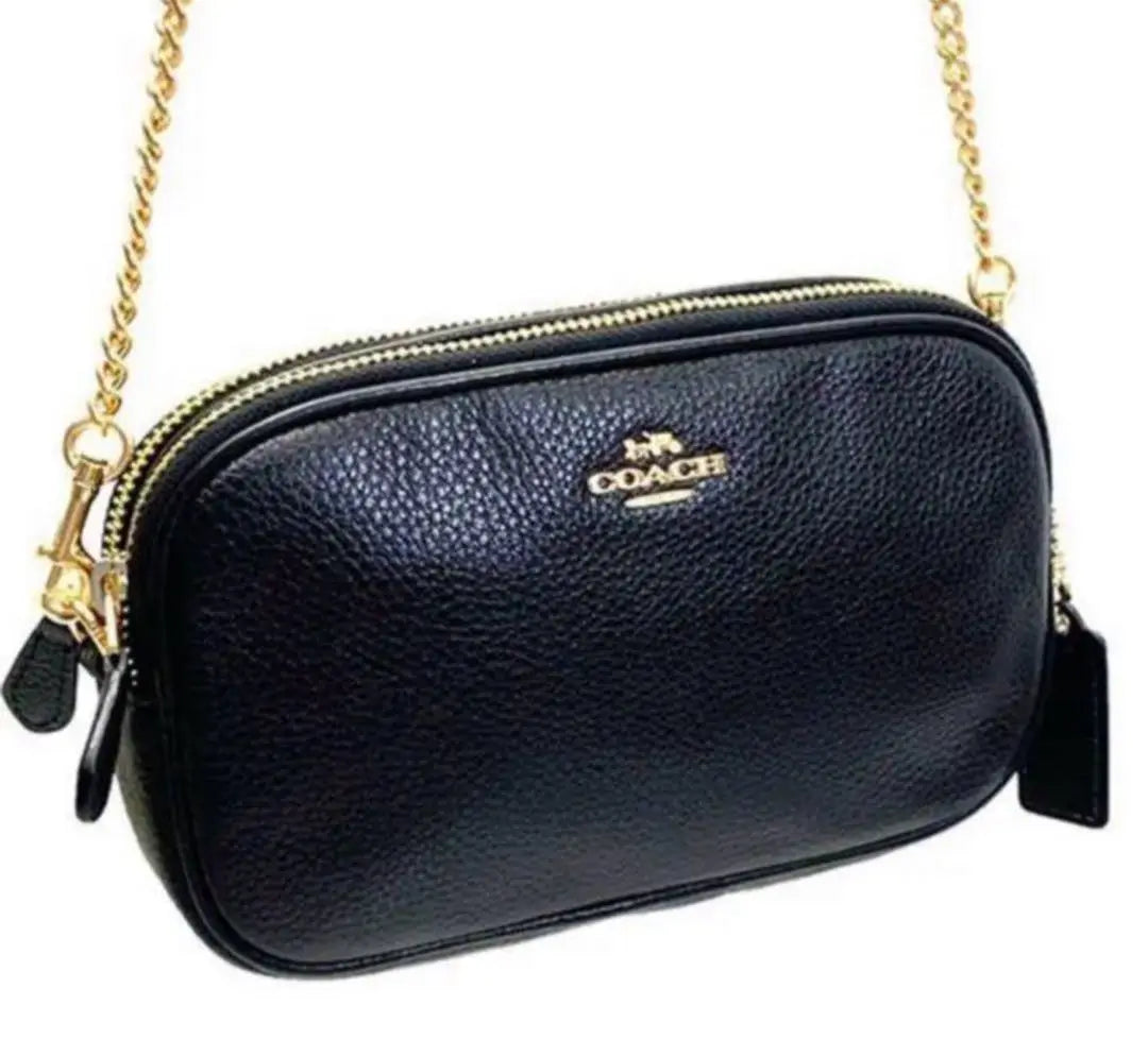 ◆Super rare◆Coach◆Ladies◆Black◆Black◆Gold strap◆Gold◆Pouch◆