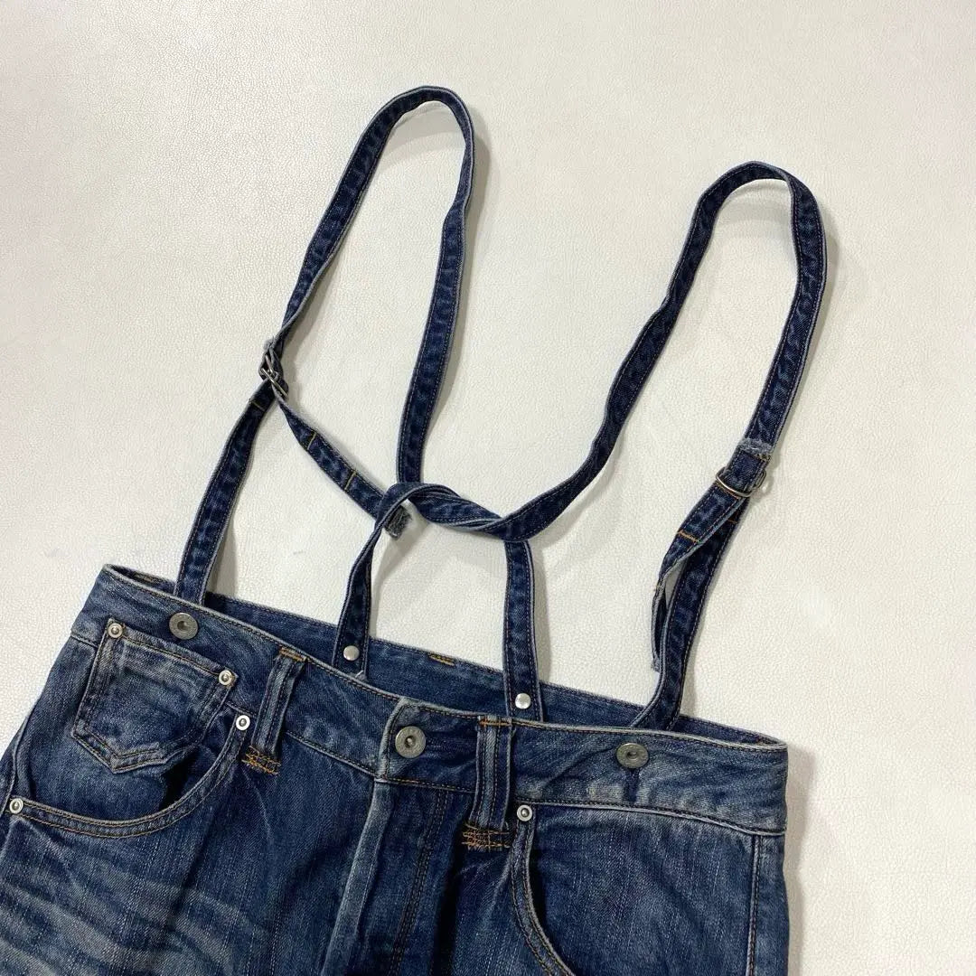 SPICK&SPAN BLUE denim painter pants with suspenders